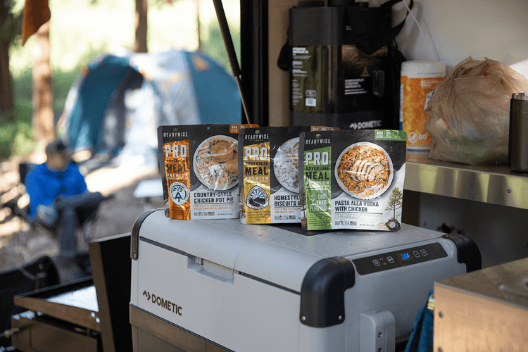 readywise pro adventure meals on a closed camping grill