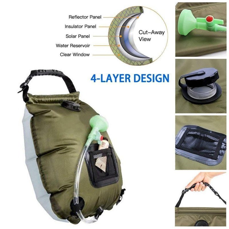 20L Camp Shower w/Solar American Survivalist