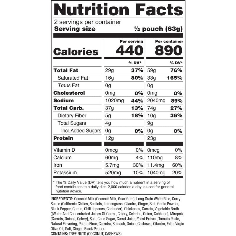 Thai Coconut Cashew Curry (6ct) American Survivalist