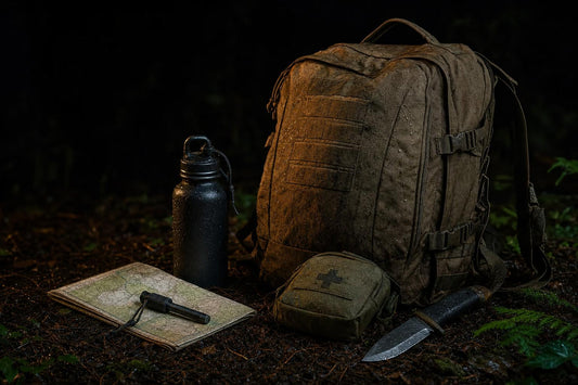 practical bug out bag essentials arranged for a 72-hour survival kit